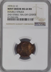 197* D Lincoln Memorial Cent Double Struck 75% Off Center NGC MS64RB BX4-28 - Picture 1 of 4