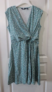 Lands End NEU Baumwollmischung grün Blumen V-Ausschnitt Flügelärmel knielanges Kleid Gr. M - Bild 1 von 17