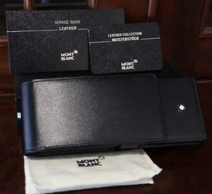 MontBlanc Black Siena Lederetui Estchue de Piel Leather Pouch 3 Set Pen Pouch - Picture 1 of 8