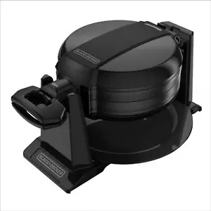 Rotating Belgian Waffle Maker Dual Cooking Plates Non-Stick Coating Grid Black - Picture 1 of 9