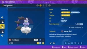 Thundurus Shiny 6IV + Masterball Pokemon Scarlatto Violetto Scarlet, Violet - Picture 1 of 2