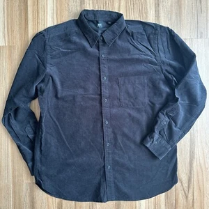 Uniqlo Men’s Corduroy Long Sleeve Button Down Shirt Size XL Black Casual Preppy - Picture 1 of 6