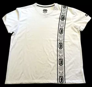 Ecko Unltd 2XL T-Shirt Mens White V-Neck Short Sleeve Vertical Spellout Hip Hop - Picture 1 of 11