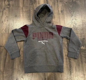 *GUC* Puma Boy's Long Sleeve Colorblock Gray Hoodie Sweatshirt Medium (10-12) - Picture 1 of 5