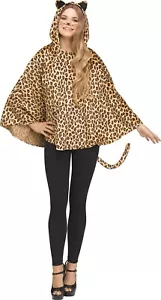 Adult Leopard Hooded Poncho Costume One Size - Picture 1 of 2