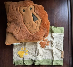Lion Pillow Foot Print Window Valance New kids bedroom brown green Serengeti Set - Picture 1 of 8