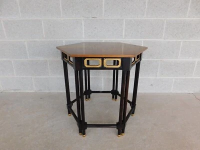 Mid-Century Baker Furniture Lacquered Asian Style Gold Gilt Accented Side Table - Image 1 of 4