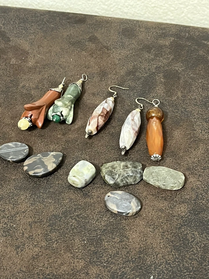 Pendientes de lágrima natural de 11 piezas ganchos largos colgantes boho de plata de ley Foto 1 de 4