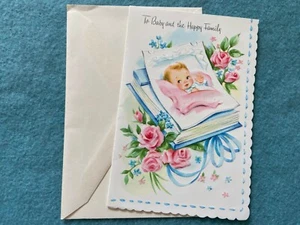 An Baby und die glückliche Familie Vintage unbenutzt Grußkarte - Bild 1 von 2