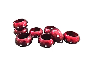 Juego de 8 servilleteros redondos de acrílico rojo pulido acento de estrás bling - Imagen 1 de 6