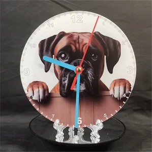 Quartz Clock, Boxer Peeking Over Wall 200mm or 300m Battery Included - Picture 1 of 1