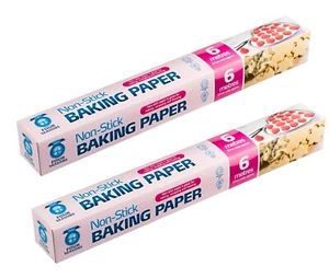 Baking Paper Non-Stick Parchment Greaseproof Silicone Sheet - 2X Rolls 37CM x 6M - Picture 1 of 8