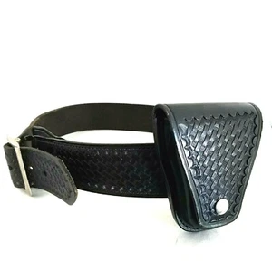 Vintage Smith & Wesson Black Basket Weave Police/Military Belt/Ammo Pouch 34 RARE * - Bild 1 von 11