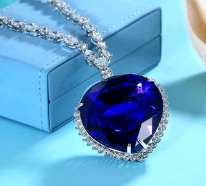 18k GF Large blue Crystal Heart of the Ocean Titanic Necklace original version - Picture 1 of 11