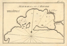 Marmara au NE de Rhode. Bay & port of Marmaris & Icmeler. Turkey. ROUX 1804 map