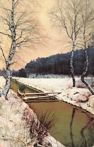 Europa Bach, Birkenbäume Kunstkarte unbenutzt Photochromie Serie 198 - Bild 1 von 2