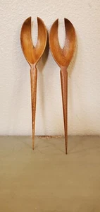 Vintage Mid Centur Wood Serving Spoons. Teak Wood Bohemian 60's 70's - Picture 1 of 9