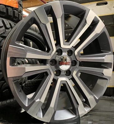 24” FR72 Gunmetal WHEELS TIRES Fits Escalade Yukon Sierra Tahoe Silverado Subu - Image 1 of 4