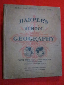 1896 ~ HARPER'S SCHOOL GEOGRAPHY~EDITION FOR MINNESOTA & THE DAKOTAS / MAPS,ILLU - Imagen 1 de 12