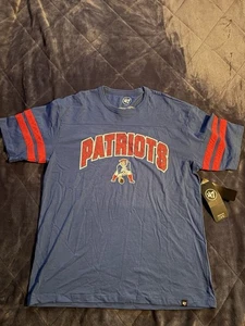 47 New England Patriots T-Shirt Gr. Medium Blau NFL Retro Logo Throwback - Bild 1 von 2