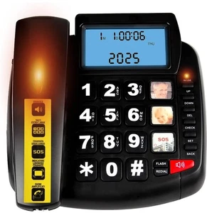 Big Button Phone for Seniors, Corded Landline Telephone with Speaker and LCD ... - Picture 1 of 10