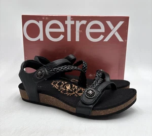 Sandalo donna Aetrex Jillian nero SC450 NUOVO cinturino nero più taglie nuovo con scatola - Foto 1 di 10