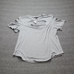 Love Shirt Womens 2XL Gray Cutout Ruffle Sleeve Stretch Casual Top Plus Size - Picture 1 of 8