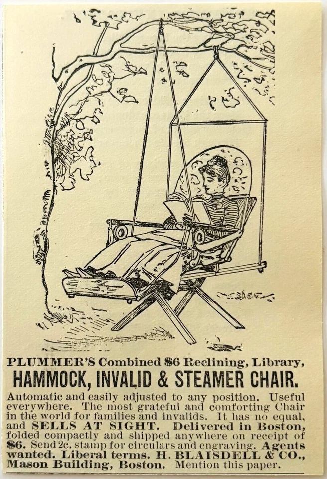 Silla hamaca Plummer's 1886 publicidad muebles de exterior victorianos DWKK27G Foto 1 de 1
