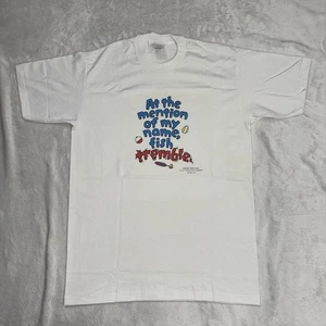 Mens Vintage 90s Single Stitch Fishing T-Shirt Shoe Box Greetings Size XL/LARGE - Picture 1 of 6
