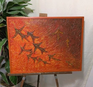 Pintura al óleo texturizada hoja medios mixtos vintage 1979 original 18 X 24 Nápoles, FL - Imagen 1 de 5