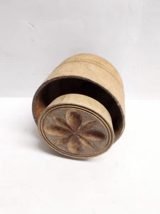 Vintage Butterform Antik Stempel Rund Primitiv Presse Handgeschnitzt Holz Blume - Bild 1 von 3