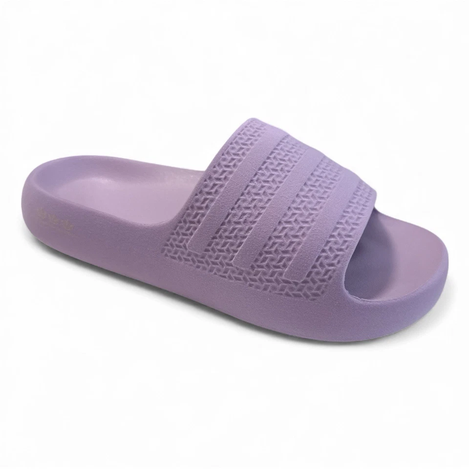 Sandalia Adidas Adilette Ayoon Slides para mujer púrpura 3 rayas logotipo del trébol talla 9 Foto 1 de 4