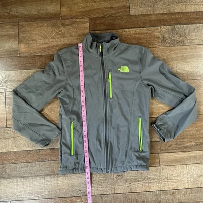 The North Face 男式 S 码 Apex 仿生软壳夹克灰色绿色拉链 #5910 — 第 1/4 张图片