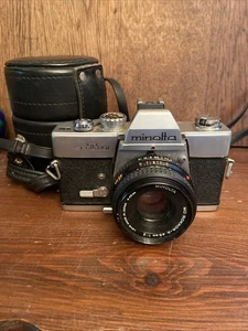 Minolta SRT 201 35mm Silver Film Camera W Minolta MD 135mm 49mm Lens - Picture 1 of 16