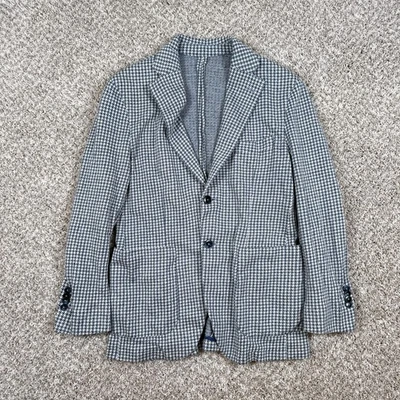 LBM 1911 Blazer Mens EU 48 US 38R Blue Houndstooth Linen Cotton Dandy Jacket - Image 1 of 4