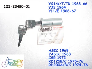 Yamaha YG1 YL1 YJ2 YAS1 YAS3 RD125 RD200 Steering Lock w/ Keys NOS 122-23480-01 - Imagen 1 de 3