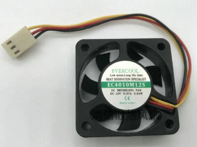 1 PCS  EVERCOOL  Fan  EC4010M12S  DC12V 0.07A  4010 4cm  40*10MM  3 Pin - Image 1 of 3
