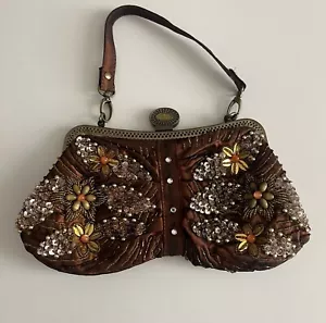 Damen Abend Handtasche Perlen Kupfer Braun Lucite Henkel - Bild 1 von 6