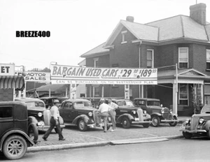 Buildings & Architecture/1938 USED CAR LOT LANCASTER OH/4x6 B&W Photo Rpt. - Picture 1 of 1