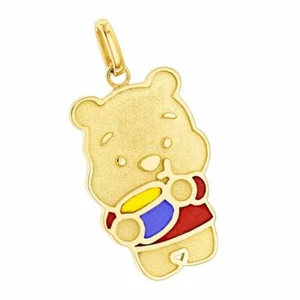 Men's The Pooh With Honey Pot Enamel Pendant 14K Yellow Gold Plated 2" - Picture 1 of 8