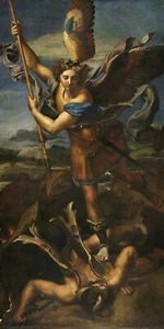 St Michael Vanquishing Satan von Raphael Christian Giclee Kunstdruck + kostenloser Versand - Bild 1 von 3