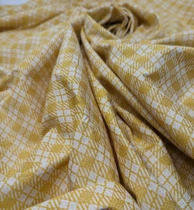 Vintage Yellow Argyle Cotton Woven Fabric - 2+ Yards - Picture 1 of 3
