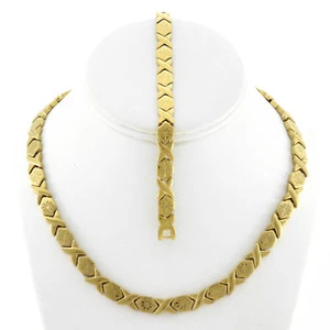 Juego de brazaletes SB de acero inoxidable chapados en oro de 20" con collar de abrazos y besos - Imagen 1 de 2