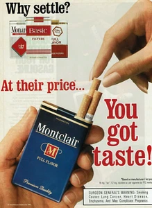 1994 Vintage Print Ad Montclair Cigarettes Why settle? Full Flavor Basic Filter - Bild 1 von 2