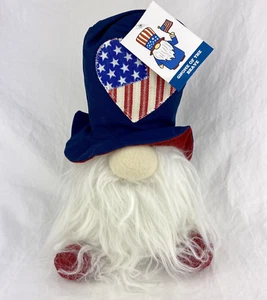 Gnome of The Brave Stars Stripes Patriotic USA Heart Home Decor Holiday Plush - Picture 1 of 8