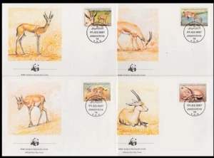 LIBYA 1987 WWF SAND GAZELLES SET ON FDC's (x4) (ID:639/D13842) - Picture 1 of 1