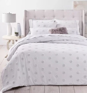 Whim Martha Stewart Collection Chenille Dot 2PC Twin/Twin XL Comforter Set Gray - Picture 1 of 2
