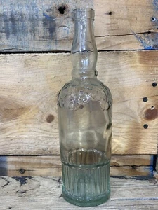 Williams Sonoma Clear Glass Decanter Bottle Pressed Glass  Leaf Tree Print 11” - Picture 1 of 5