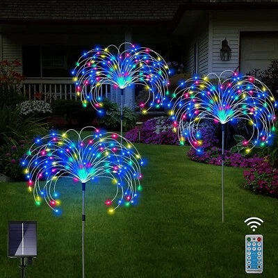 3PCS 360 LED Solar Firework Starburst Light Fairy Lamp Garden Path Outdoor Decor - Image 1 of 4