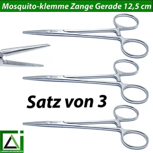 Kelly Mosquitoklemme Zange Hakenlöser 12.5cm OP Gefäß gerade Arterienklemme X3 - Picture 1 of 6